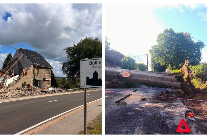 Des vents violents à Liège détruisent une maison à Bullange, des dégâts signalés à Ligneuville