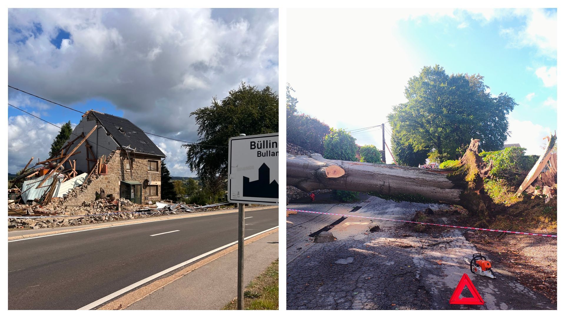 Des vents violents à Liège détruisent une maison à Bullange, des dégâts signalés à Ligneuville