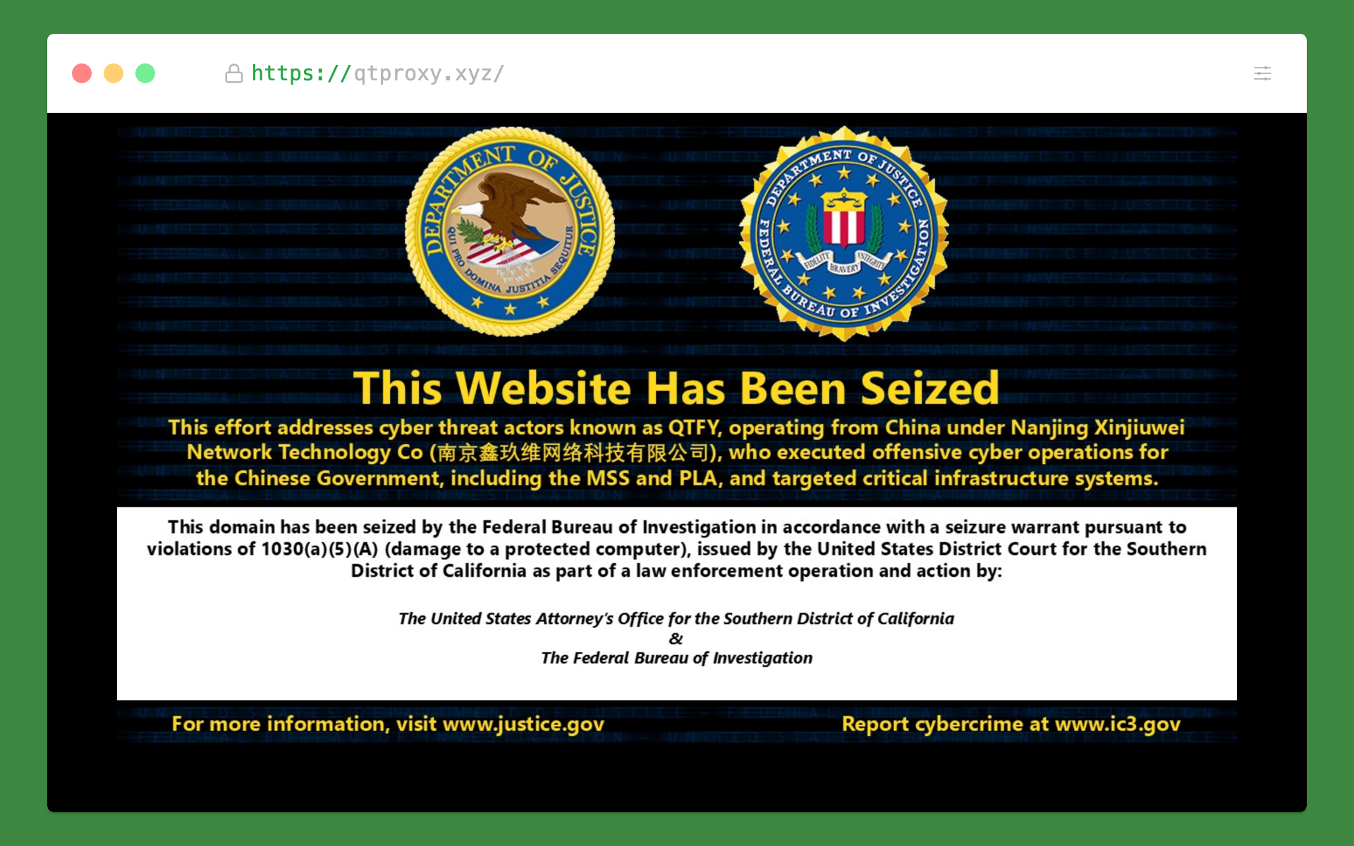 Les autorités américaines démantèlent un botnet chinois impliqué dans des cyberattaques contre des institutions américaines.
