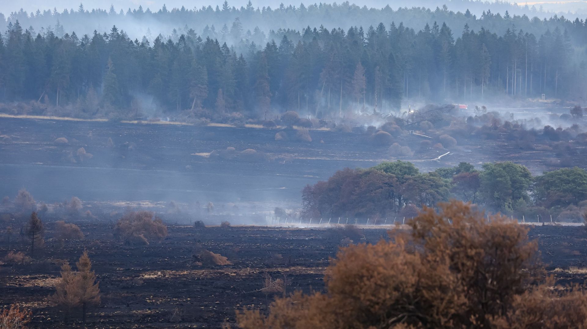 L'incendie dans les Hautes Fagnes est largement maîtrisé, les pompiers réduisent leurs efforts.