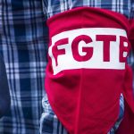 Protestation des militants de la FGTB visant le MR et les Engagés à Bruxelles sur la politique sociale fédérale