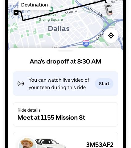 Uber lance une fonction de vidéo en direct pour assurer la sécurité des adolescents lors de trajets aux États-Unis.
