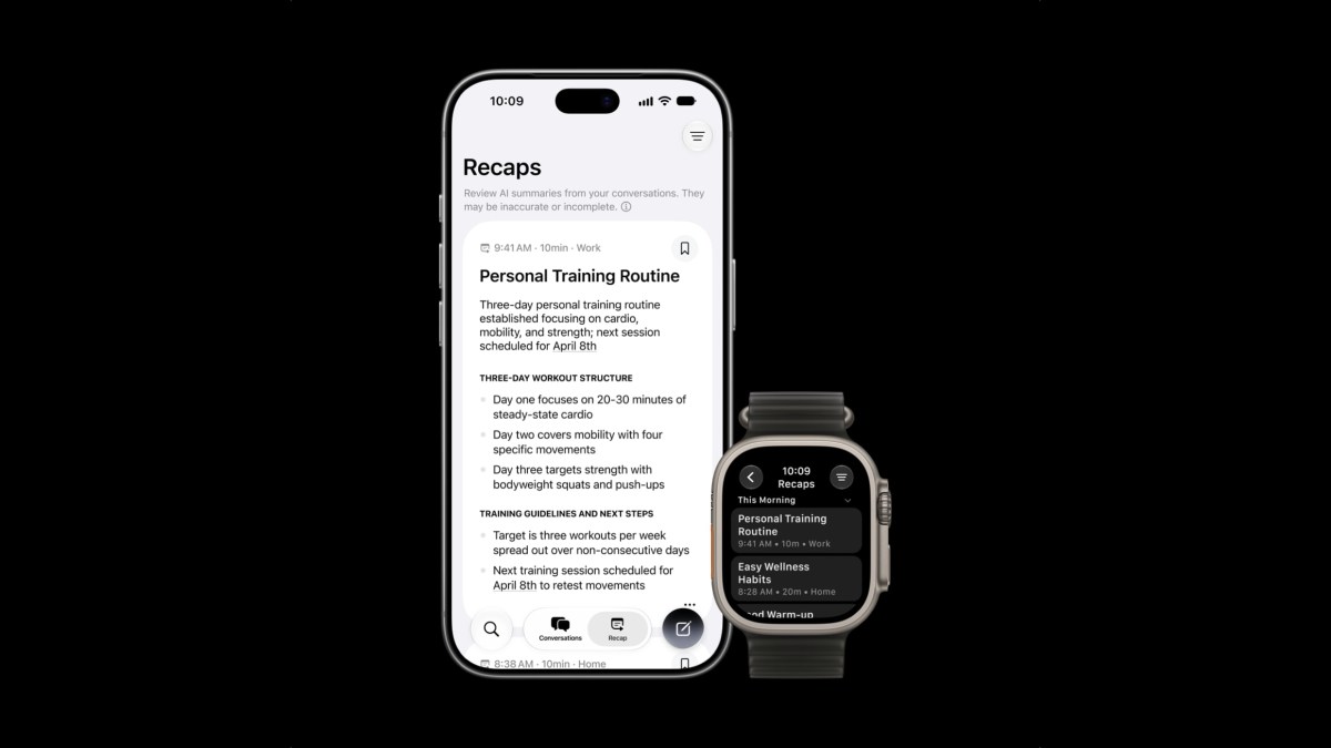 Apple présente la fonctionnalité Siri Recap pour l'Apple Watch, améliorant les capacités de prise de notes