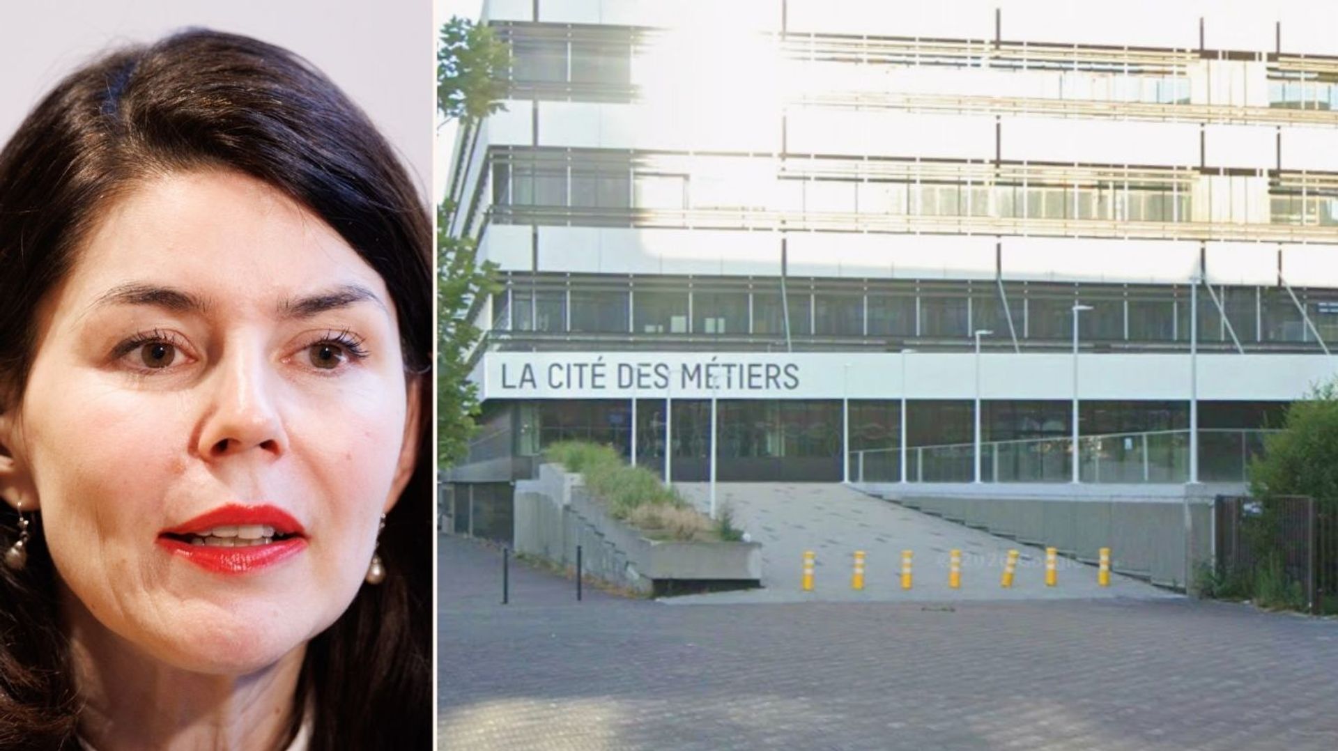 Des enseignants manifestent pendant la visite de Valérie Glatigny à la Cité des métiers de Charleroi