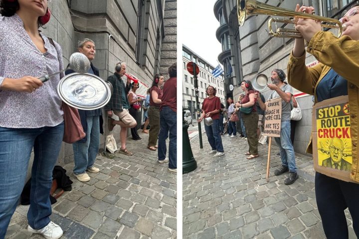 Des riverains s'opposent au bruit des avions à Bruxelles près du bureau du ministre de la Mobilité