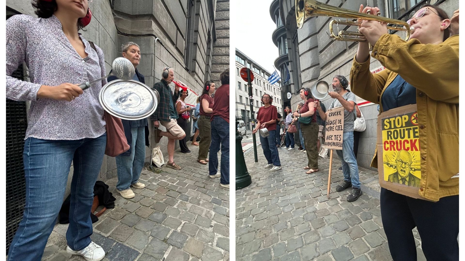 Des riverains s'opposent au bruit des avions à Bruxelles près du bureau du ministre de la Mobilité