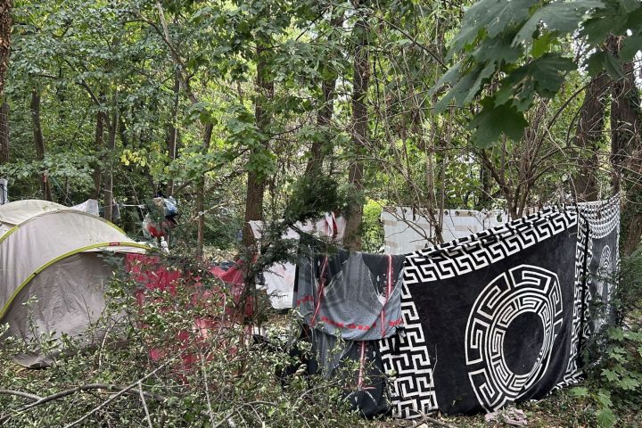 Des tentes réapparaissent dans les espaces verts le long de l'E40 à Schaerbeek