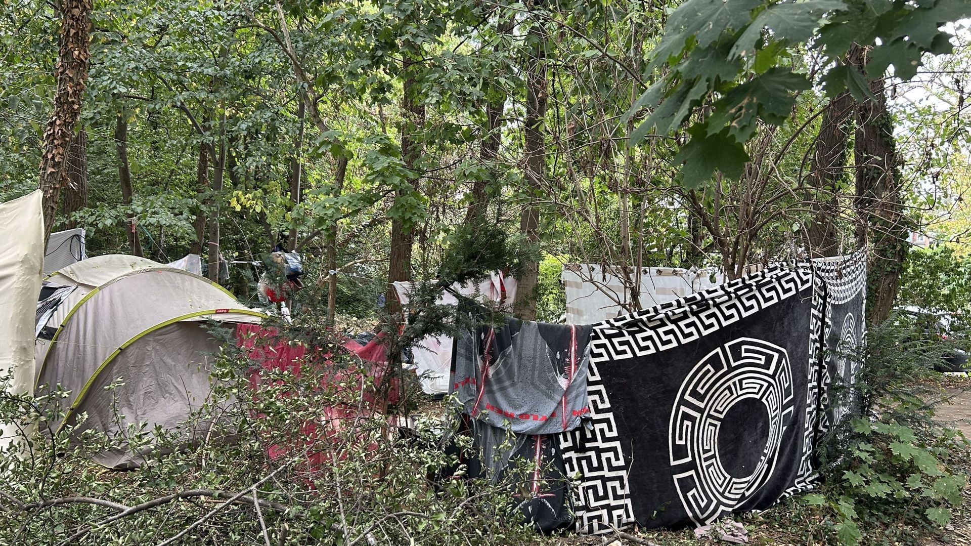 Des tentes réapparaissent dans les espaces verts le long de l'E40 à Schaerbeek