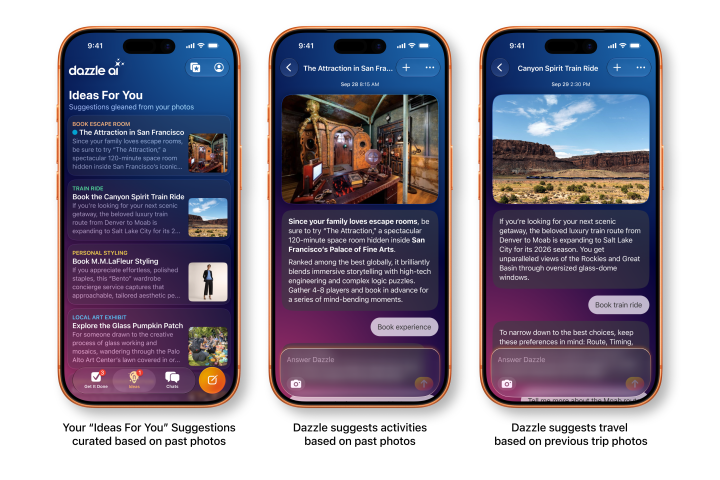 Marissa Mayer présente Dazzle, un assistant IA axé sur les insights personnels issus des photos.