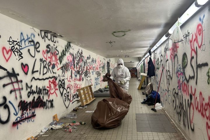 Opération de nettoyage en cours dans les tunnels Reyers et Vergote à Schaerbeek