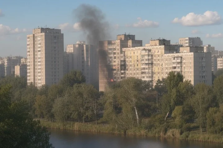 Une frappe de drone russe touche un immeuble résidentiel à Kyiv, une femme blessée, évacuations en cours
