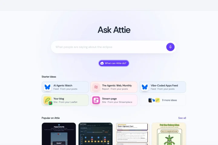 Bluesky lance Attie, un outil pour créer des sites web et des expériences interactives