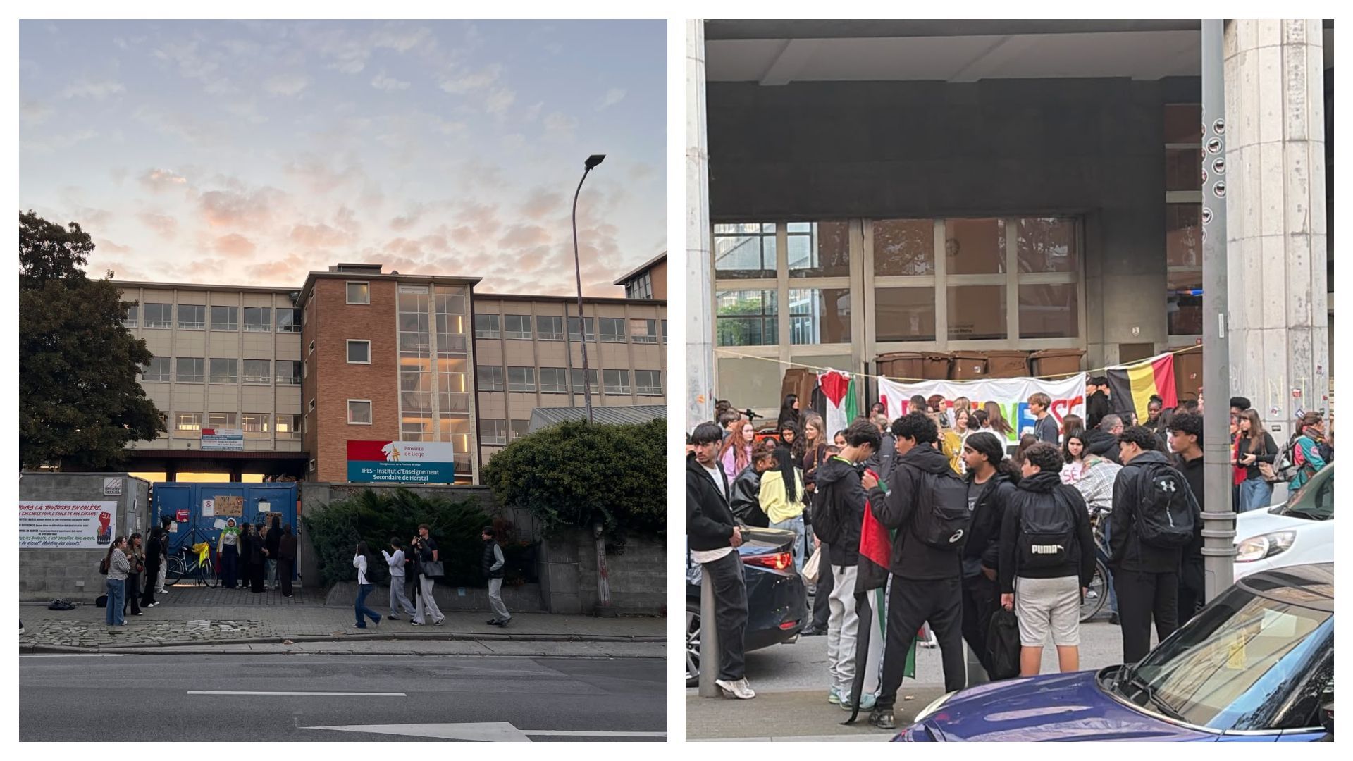 Des étudiants bloquent l'entrée de l'IPES de Herstal et de l'Athénée Léonie de Waha pour protester contre les réformes éducatives.